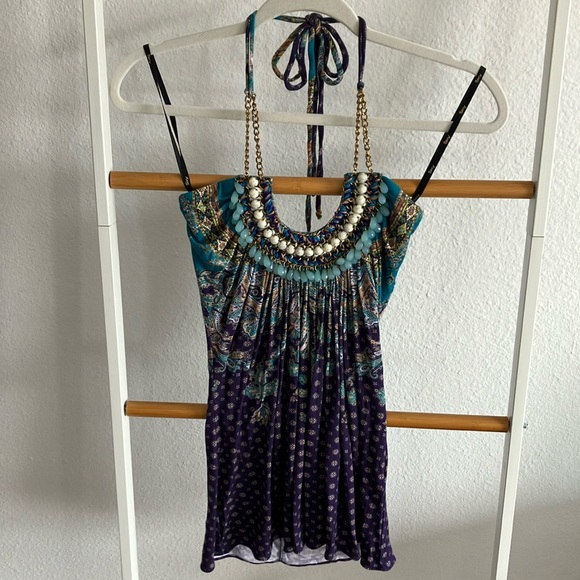 Sky Tops - Sky halter top w gorgeous embellishments and details. Size XS NWT